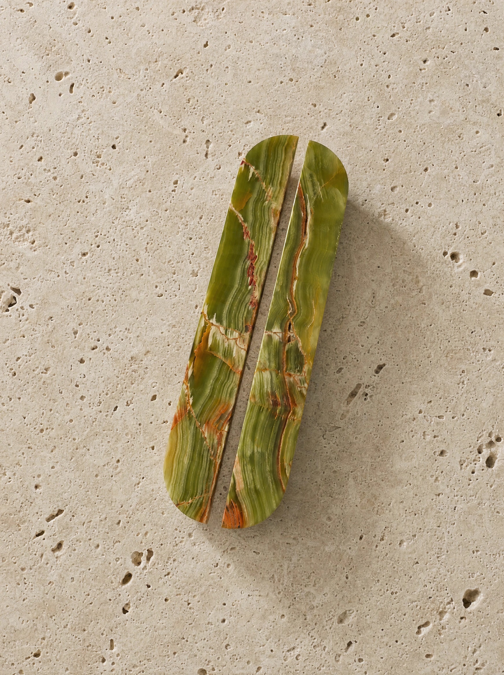 Green Onyx split handle, approved product photograph